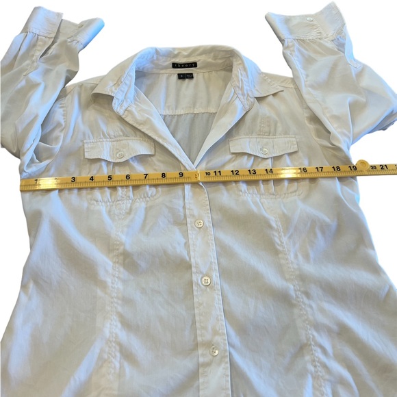 Theory Women’s Shirt Size Small Button Up White 3/4 Roll Up Sleeves Cotton - Picture 11 of 12